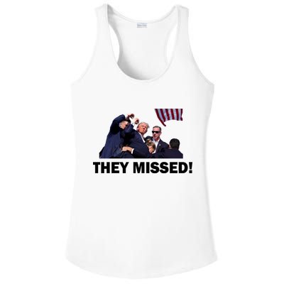 They Missed! Trump Got Shot Failed Assassination Ladies PosiCharge Competitor Racerback Tank