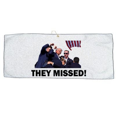They Missed! Trump Got Shot Failed Assassination Large Microfiber Waffle Golf Towel