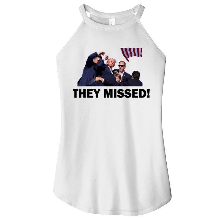 They Missed! Trump Got Shot Failed Assassination Women's Perfect Tri Rocker Tank