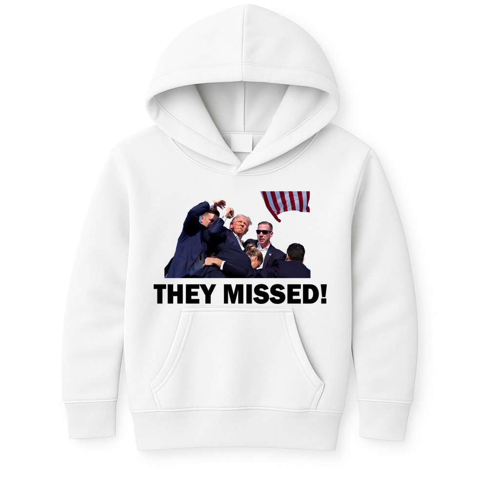 They Missed! Trump Got Shot Failed Assassination Kids Hoodie