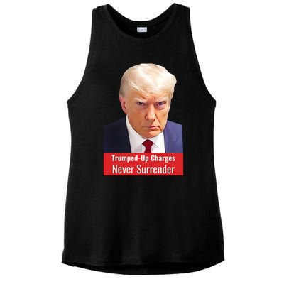 Trump Mugshot Trumped Up Charges Ladies PosiCharge Tri-Blend Wicking Tank