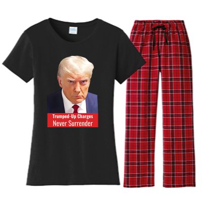 Trump Mugshot Trumped Up Charges Women's Flannel Pajama Set