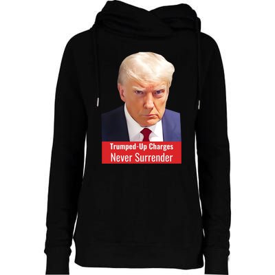 Trump Mugshot Trumped Up Charges Womens Funnel Neck Pullover Hood