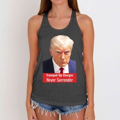 Trump Mugshot Trumped Up Charges Women's Knotted Racerback Tank