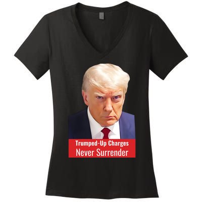 Trump Mugshot Trumped Up Charges Women's V-Neck T-Shirt