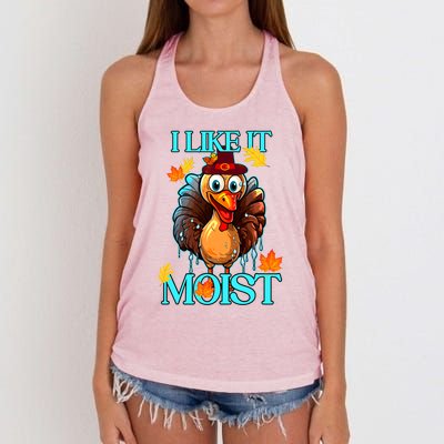 Thanksgiving Moist Turkey I Like It Moist Turkey Dinner Gift Women's Knotted Racerback Tank