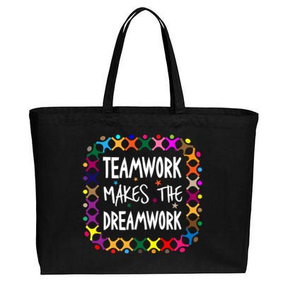 Teamwork Makes The Dreamwork Motivational Sports Quote Team Cotton Canvas Jumbo Tote