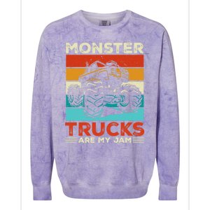 Toddler Monster Truck Are My Jam Costume Boys Girls Premium Colorblast Crewneck Sweatshirt