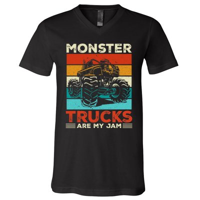 Toddler Monster Truck Are My Jam Costume Boys Girls Premium V-Neck T-Shirt