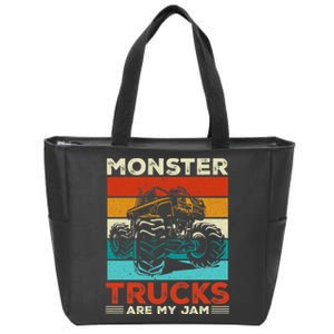 Toddler Monster Truck Are My Jam Costume Boys Girls Premium Zip Tote Bag