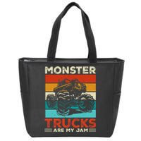 Toddler Monster Truck Are My Jam Costume Boys Girls Premium Zip Tote Bag