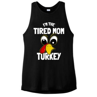 Tired Mom Turkey Family Group Matching Thanksgiving Funny Ladies PosiCharge Tri-Blend Wicking Tank