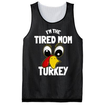 Tired Mom Turkey Family Group Matching Thanksgiving Funny Mesh Reversible Basketball Jersey Tank