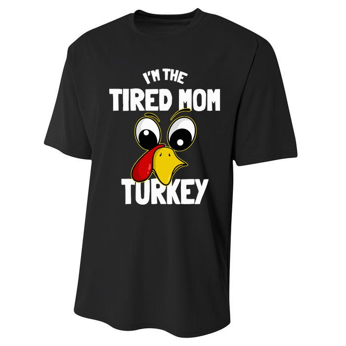 Tired Mom Turkey Family Group Matching Thanksgiving Funny Performance Sprint T-Shirt