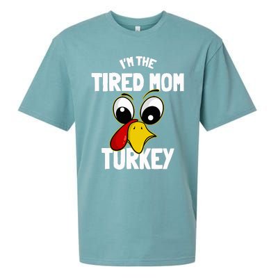 Tired Mom Turkey Family Group Matching Thanksgiving Funny Sueded Cloud Jersey T-Shirt