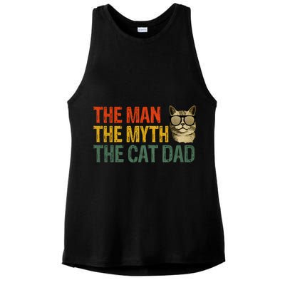 The Man The Myth The Cat Dad Cat Daddy Vintage Ladies PosiCharge Tri-Blend Wicking Tank