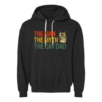 The Man The Myth The Cat Dad Cat Daddy Vintage Garment-Dyed Fleece Hoodie