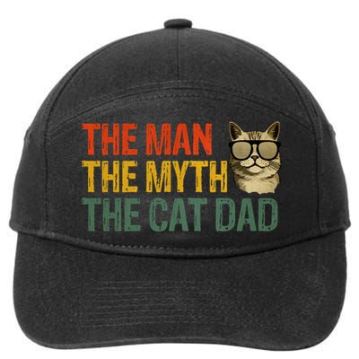 The Man The Myth The Cat Dad Cat Daddy Vintage 7-Panel Snapback Hat