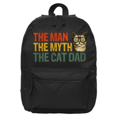 The Man The Myth The Cat Dad Cat Daddy Vintage 16 in Basic Backpack