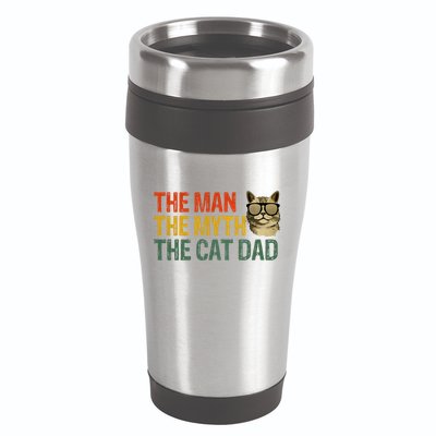 The Man The Myth The Cat Dad Cat Daddy Vintage 16oz Travel Tumbler