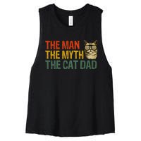 The Man The Myth The Cat Dad Cat Daddy Vintage Women's Racerback Cropped Tank