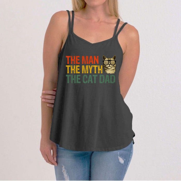 The Man The Myth The Cat Dad Cat Daddy Vintage Women's Strappy Tank