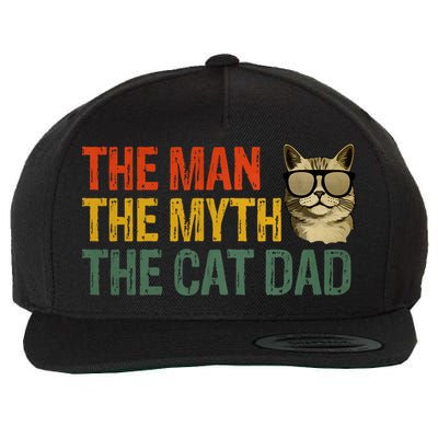 The Man The Myth The Cat Dad Cat Daddy Vintage Wool Snapback Cap