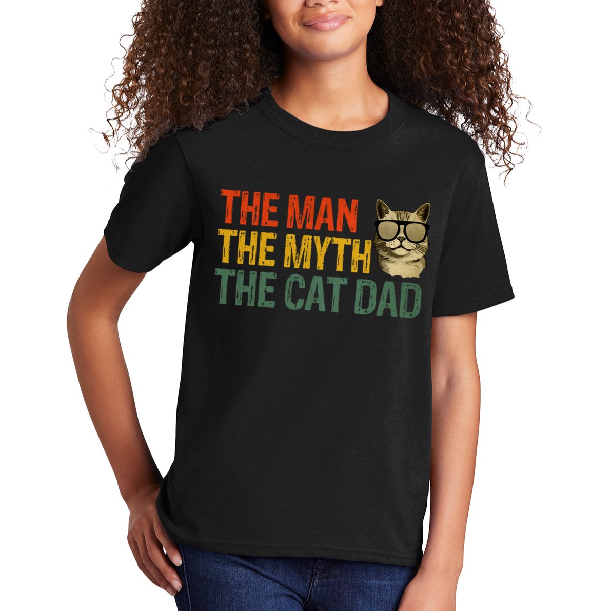 The Man The Myth The Cat Dad Cat Daddy Vintage Kids T-Shirt