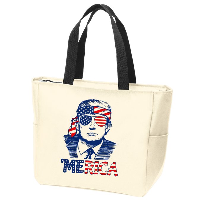 Trump Merica Trump Funny 4th Of July Zip Tote Bag