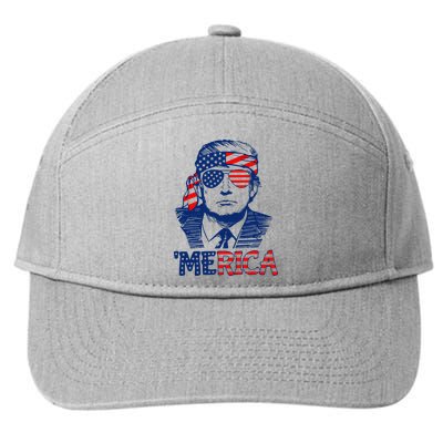 Trump Merica Trump Funny 4th Of July 7-Panel Snapback Hat