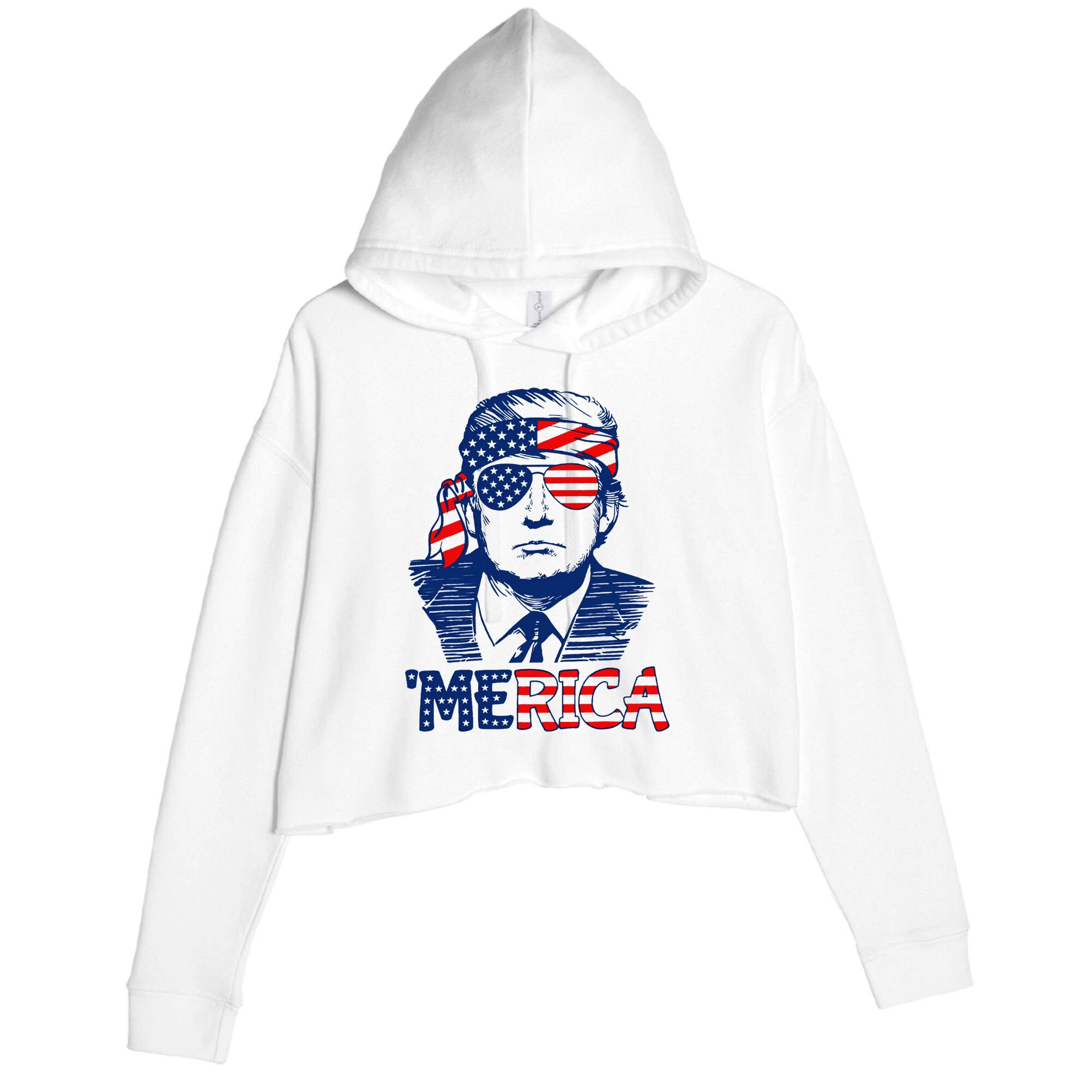 Trump Merica Trump Funny 4th Of July Crop Fleece Hoodie