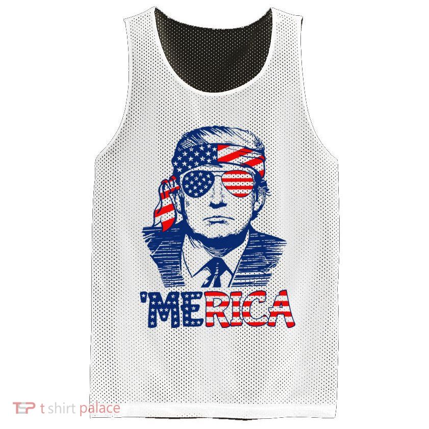 Trump Merica Trump Funny 4th Of July Mesh Reversible Basketball Jersey Tank