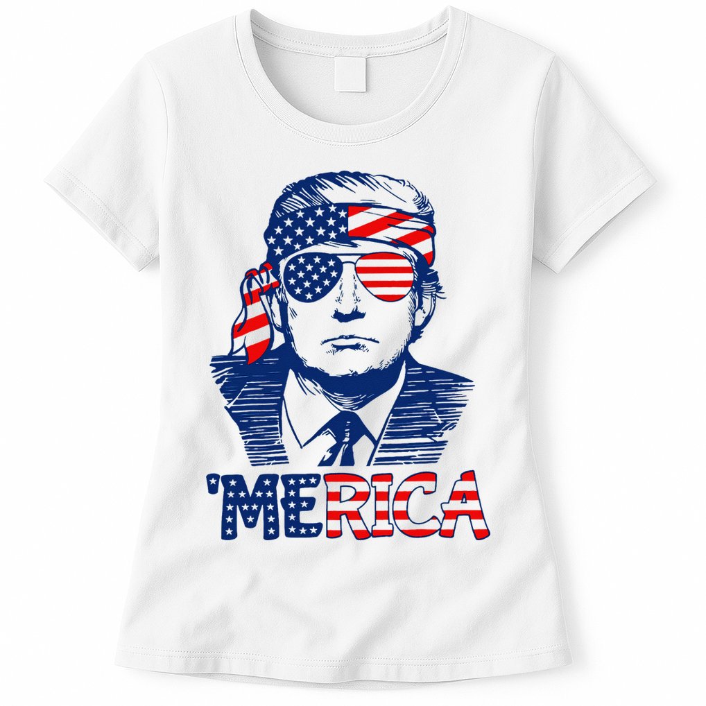 Trump Merica Trump Funny 4th Of July Womens T-Shirt