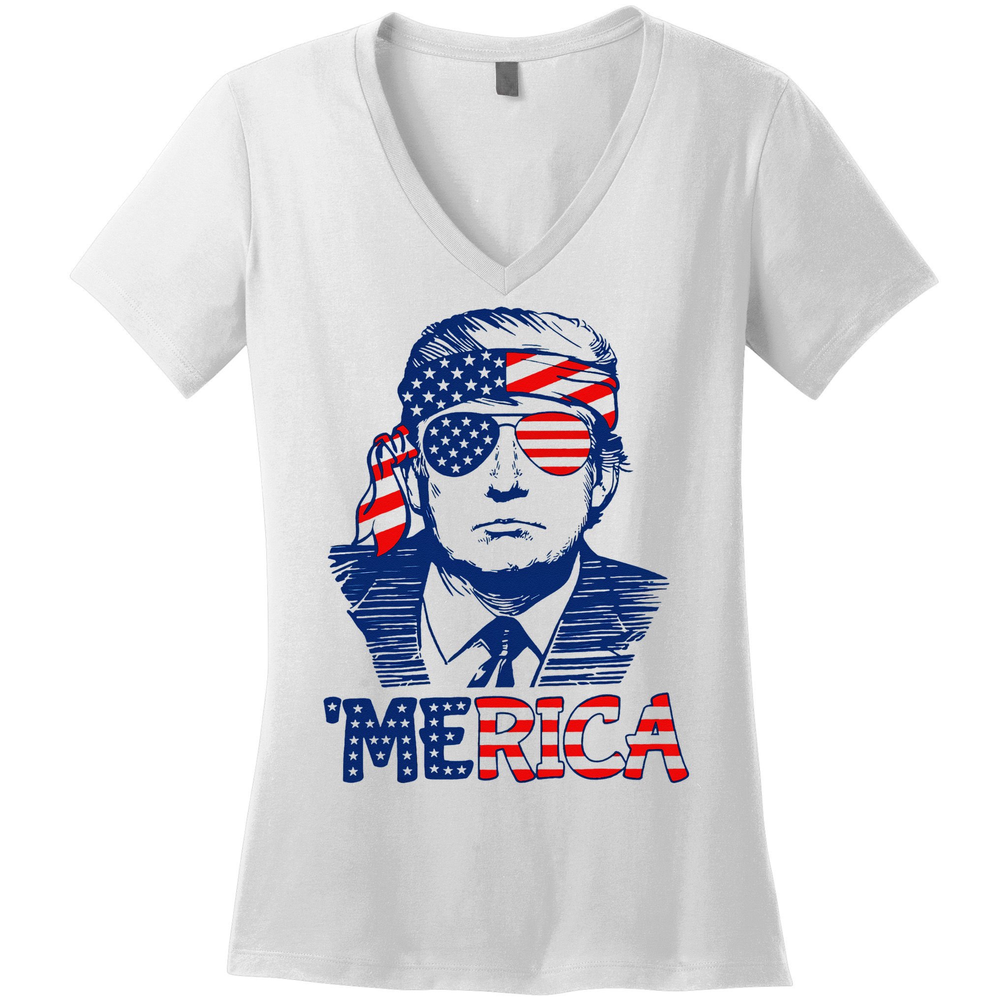 Trump Merica Trump Funny 4th Of July Women's V-Neck T-Shirt