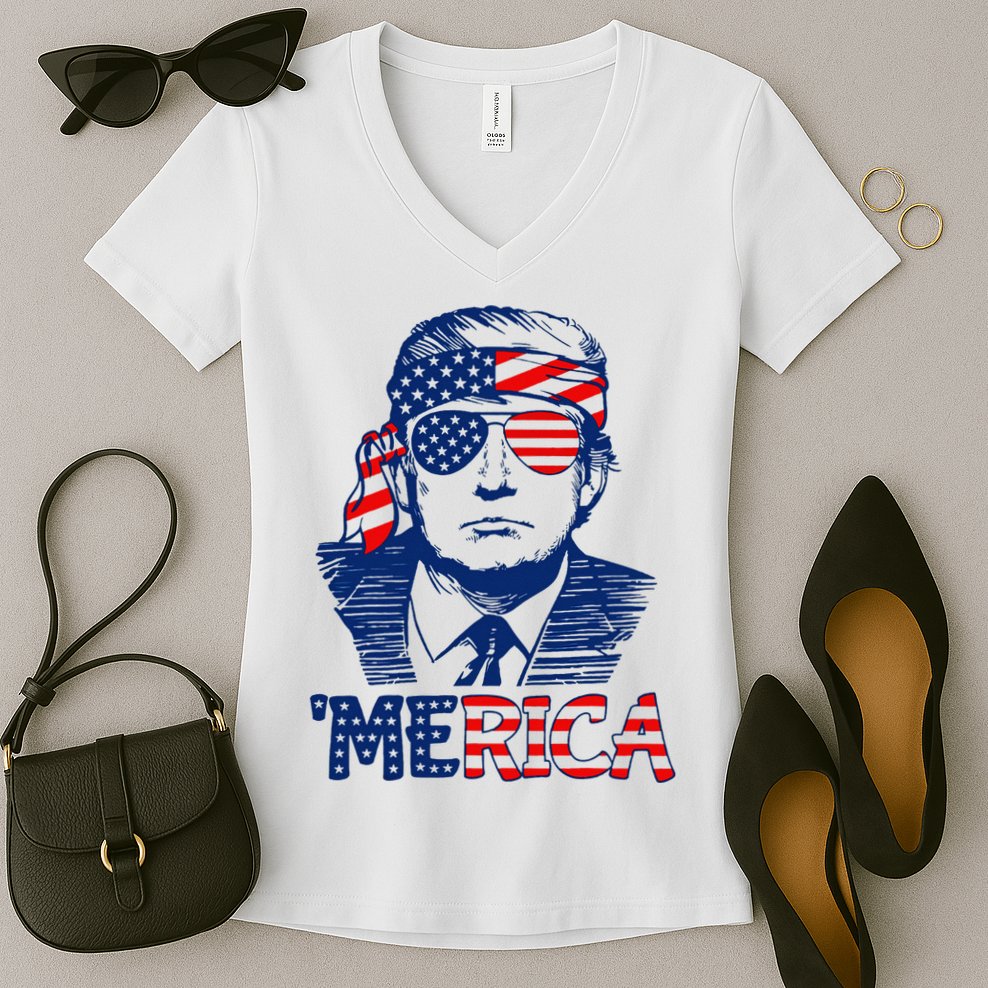Trump Merica Trump Funny 4th Of July Women's V-Neck T-Shirt