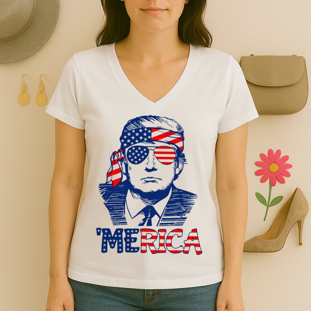 Trump Merica Trump Funny 4th Of July Women's V-Neck T-Shirt