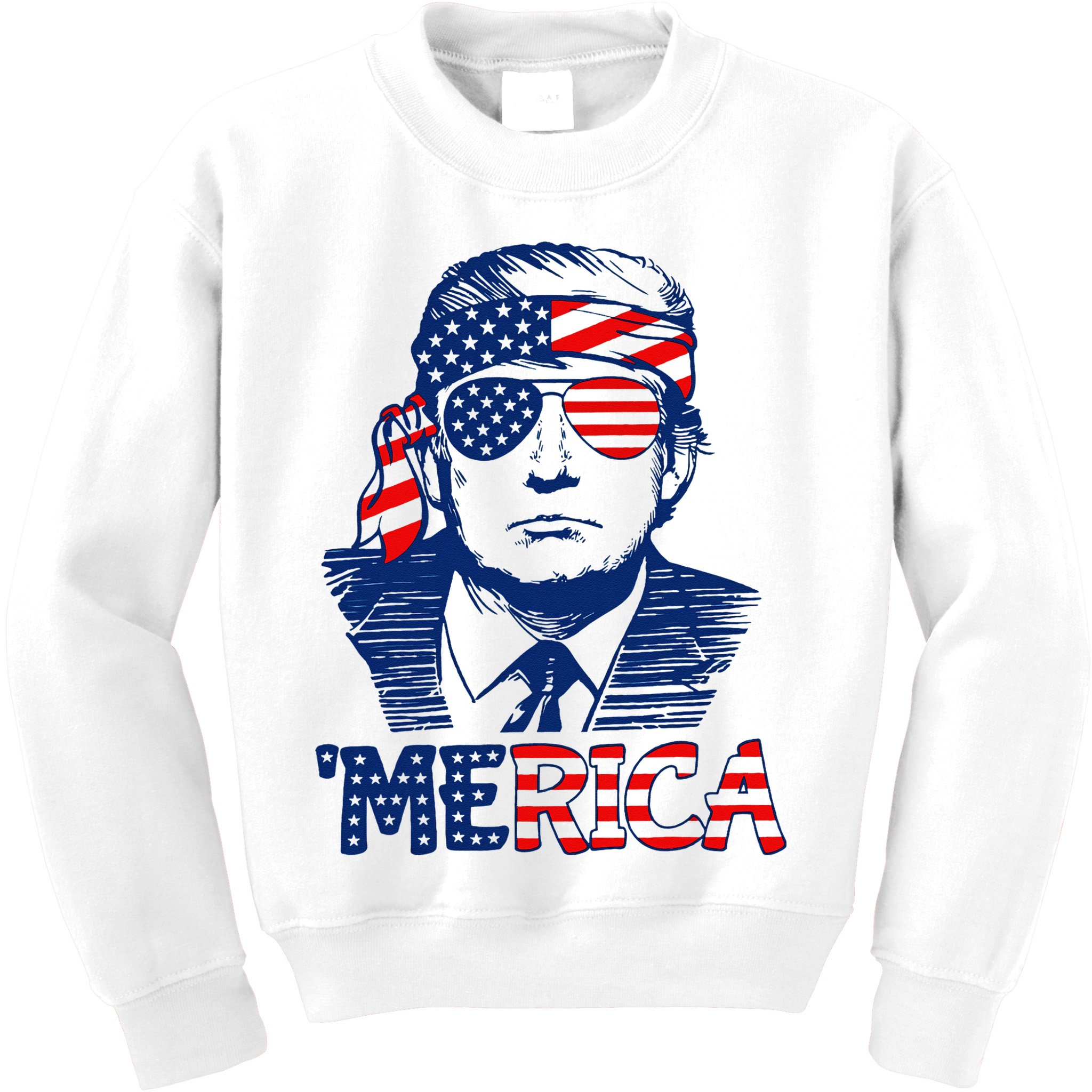Trump Merica Trump Funny 4th Of July Kids Sweatshirt