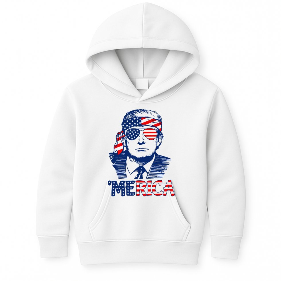 Trump Merica Trump Funny 4th Of July Kids Hoodie