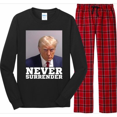 Trump never surrender 2024 Mugshot Long Sleeve Pajama Set