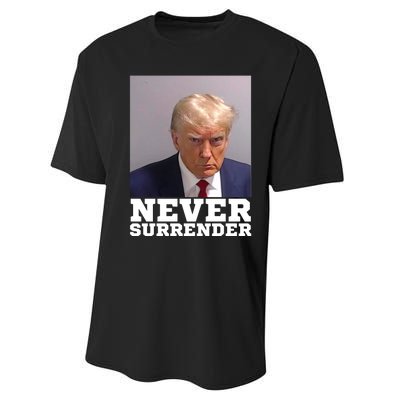 Trump never surrender 2024 Mugshot Performance Sprint T-Shirt