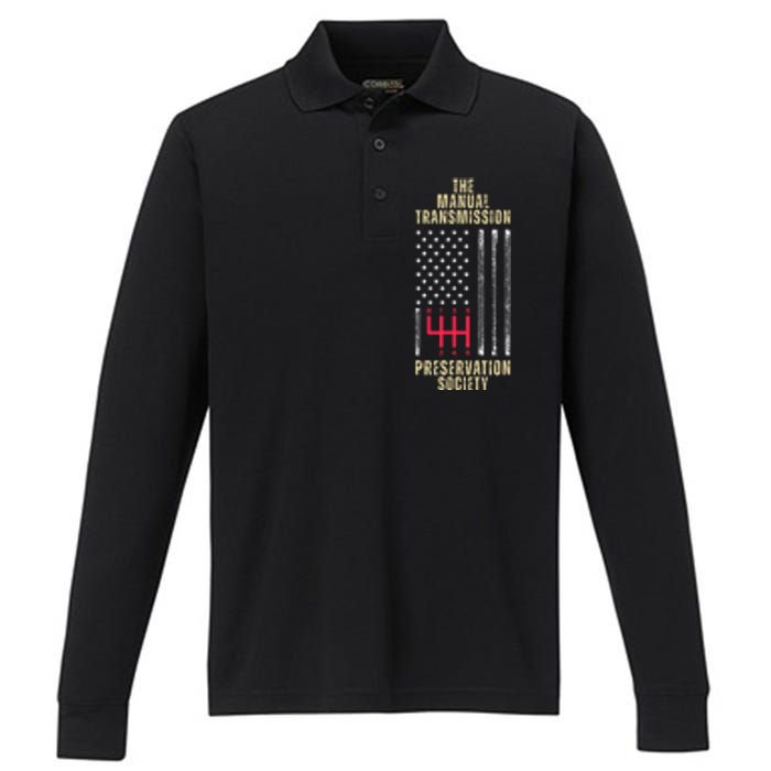 The Manual Transmission Preservation Society Stick Shift Performance Long Sleeve Polo