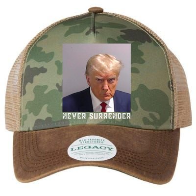 Trump never surrender 2024 Mugshot Legacy Tie Dye Trucker Hat