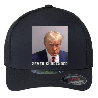 Trump never surrender 2024 Mugshot Flexfit Unipanel Trucker Cap