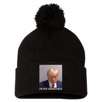 Trump never surrender 2024 Mugshot Pom Pom 12in Knit Beanie