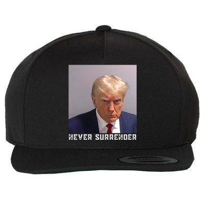 Trump never surrender 2024 Mugshot Wool Snapback Cap