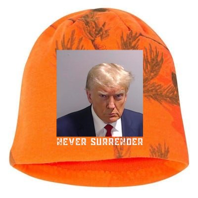 Trump never surrender 2024 Mugshot Kati - Camo Knit Beanie