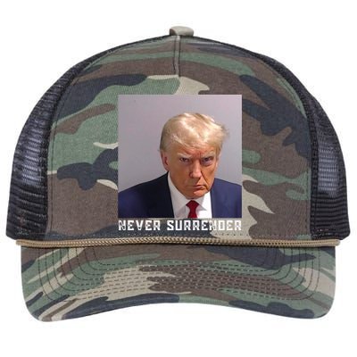 Trump never surrender 2024 Mugshot Retro Rope Trucker Hat Cap