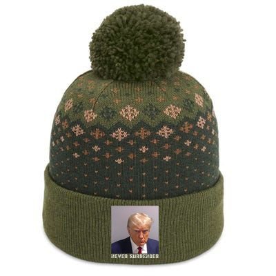 Trump never surrender 2024 Mugshot The Baniff Cuffed Pom Beanie