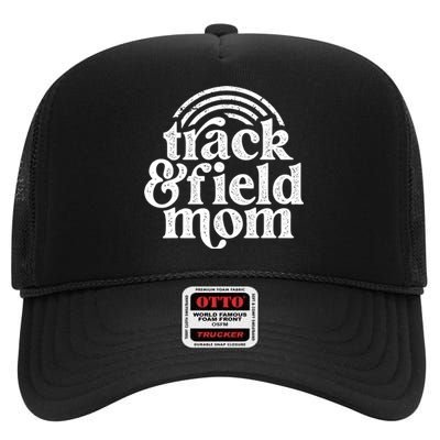 Track Mom Track And Field Mom Runner Running Mama Mother High Crown Mesh Back Trucker Hat