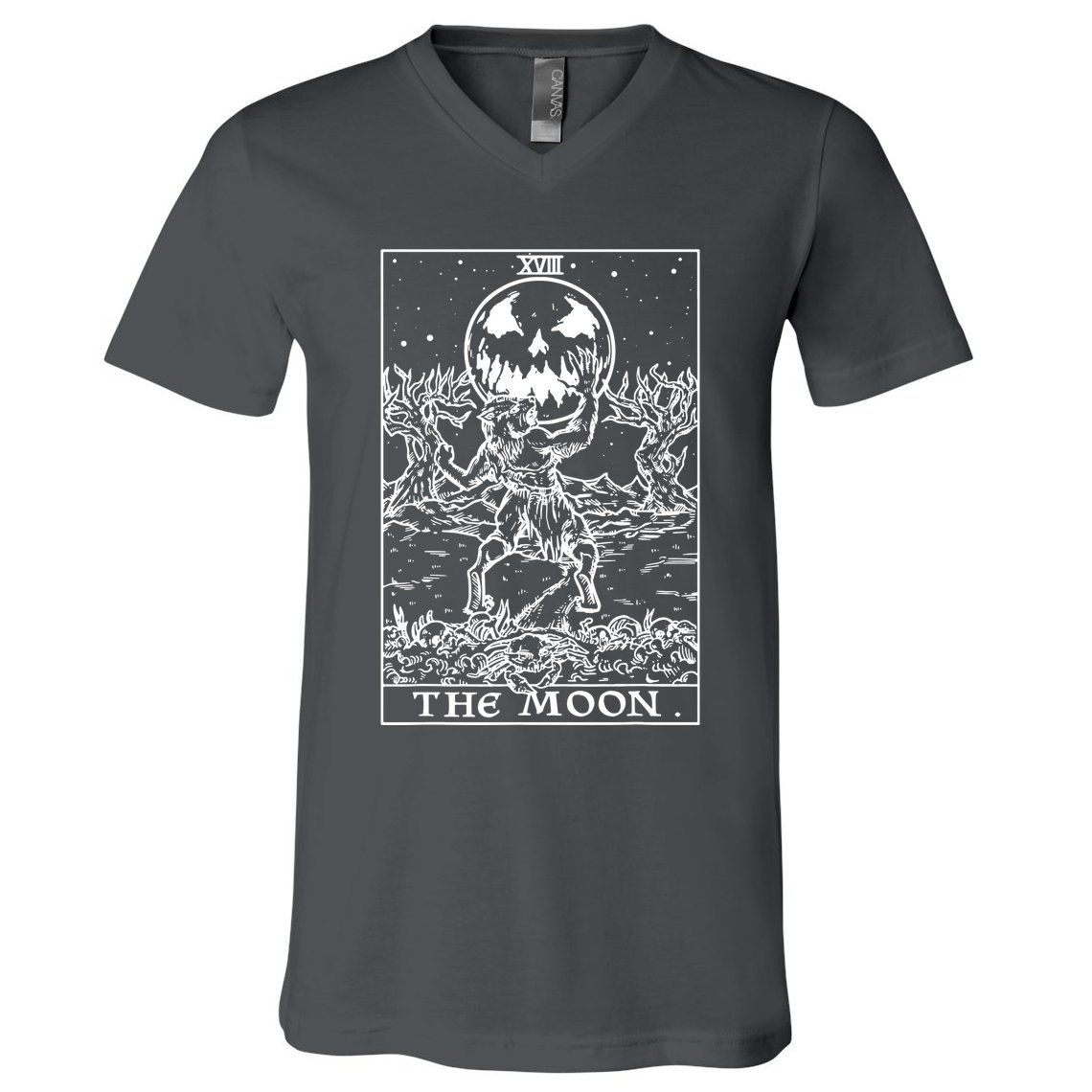 The Moon Tarot Card Werewolf V-Neck T-Shirt